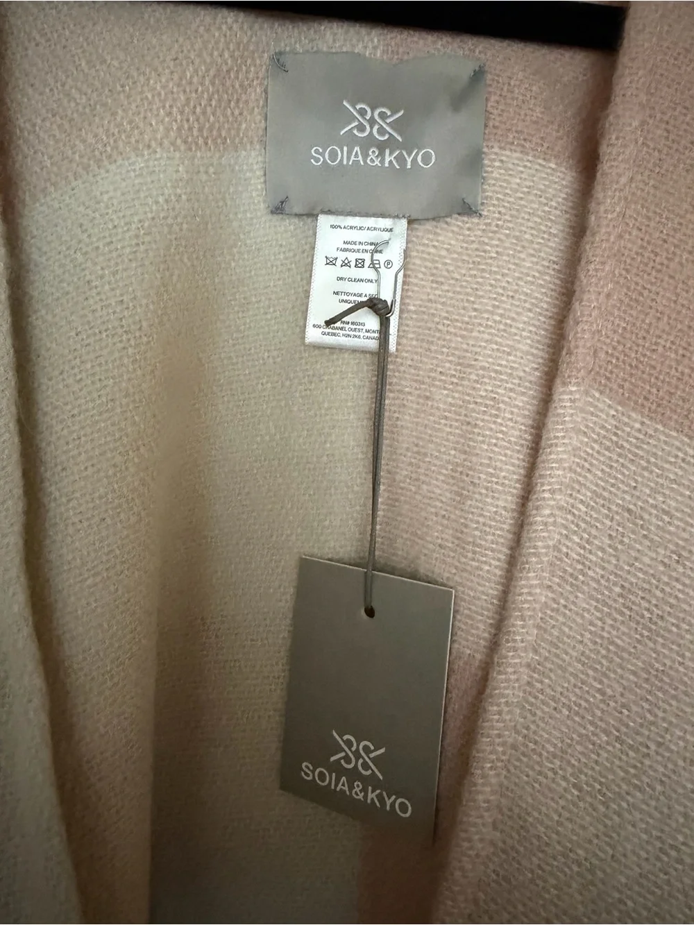 Soia & Kyo Two-Tone Fringe Wrap in Beige and Blush